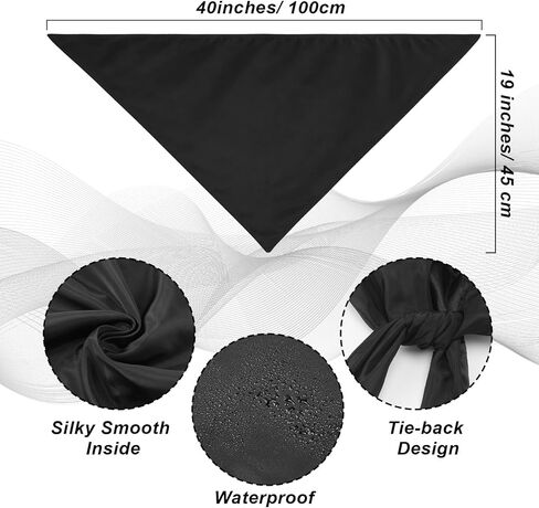 Cuffbow 2 قطعة الساتان اصطف باندانا مقاوم للماء وشاح الرأس عدم الانزلاق الشعر وشاح كبير مثلث مقاوم للماء المطر عقال للنساء الأسود in Saudi Arabia