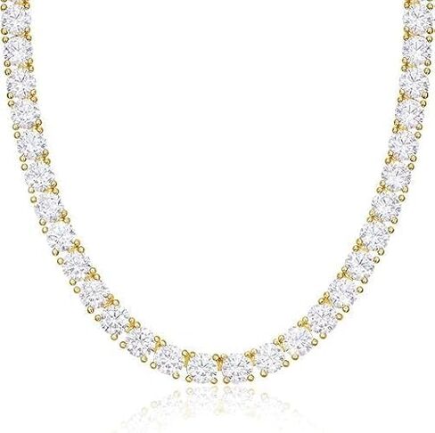 قلادة التنس Pretty Jewels 08، 16 قيراط، لمسة نهائية من الذهب الأصفر عيار 14 قيراط، مطلية بالفضة، ألماس مختبر، قطع دائري، نمط قلادة، للنساء والرجال in Kuwait