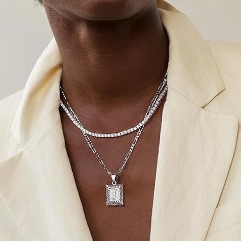 قلادة التنس Pretty Jewels 08، 16 قيراط، لمسة نهائية من الذهب الأصفر عيار 14 قيراط، مطلية بالفضة، ألماس مختبر، قطع دائري، نمط قلادة، للنساء والرجال in Kuwait