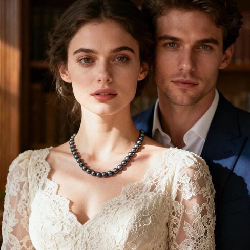 قلادات من الذهب الصلب عيار 18 قيراطًا من اللؤلؤ الأسود التاهيتي الحقيقي للنساء - 43 قطعة 9-10 مم AAA من اللؤلؤ المزروع في المحيط، قلادات حبلا، هدايا فاخرة لذكرى الزفاف وأعياد الميلاد للزوجة والأم، الطول 17.7 بوصة + 2 بوصة in Kuwait