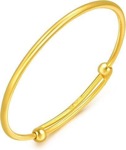 CHOW SANG SANG 999.9 24K Pure Gold Chinese Gifting Collection Blessings Adjustable Bangle for Tiny Size 87765K Price-by-Weight 7.48g Gold [Size Adjustable] in Saudi Arabia