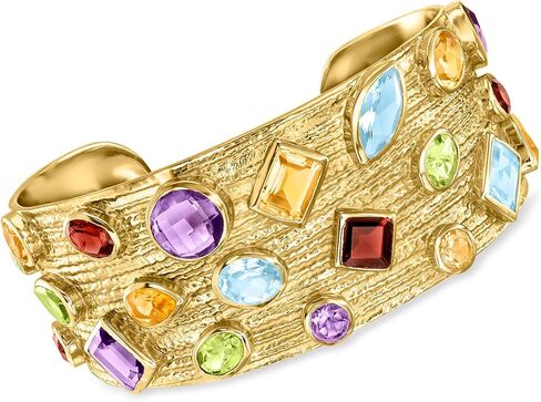 Ross-Simons 22.10 ct. t.w. Multi-Gemstone Cuff Bracelet in 18kt Gold Over Sterling in Saudi Arabia