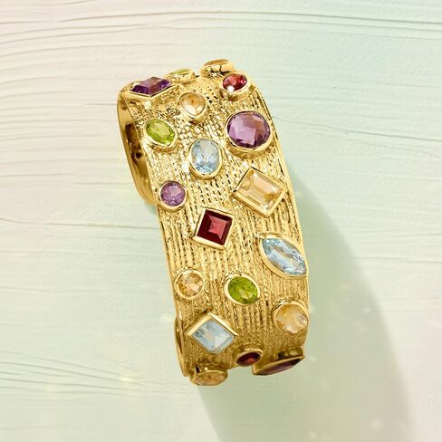 Ross-Simons 22.10 ct. t.w. Multi-Gemstone Cuff Bracelet in 18kt Gold Over Sterling in Saudi Arabia