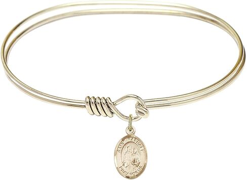 Oval Eye Hook Bangle Bracelet w/St. Raphael The Archangel in Gold-Filled in Saudi Arabia