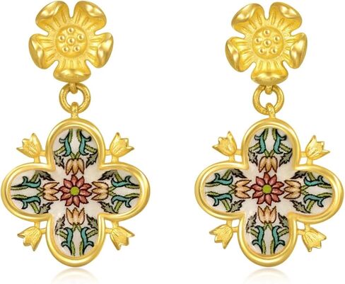 CHOW SANG SANG 999 24K Gold British V&A Museum-Inspired Elegance Gold Drop Earrings for Women 94303E in Saudi Arabia
