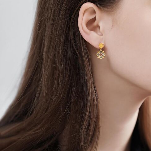 CHOW SANG SANG 999 24K Gold British V&A Museum-Inspired Elegance Gold Drop Earrings for Women 94303E in Saudi Arabia