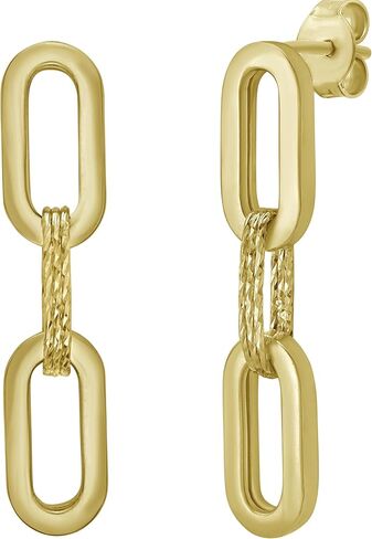 Floreo 14k Yellow Gold 31mm Paperclip Textured Link Earrings in Saudi Arabia