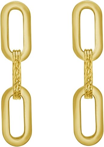 Floreo 14k Yellow Gold 31mm Paperclip Textured Link Earrings in Saudi Arabia
