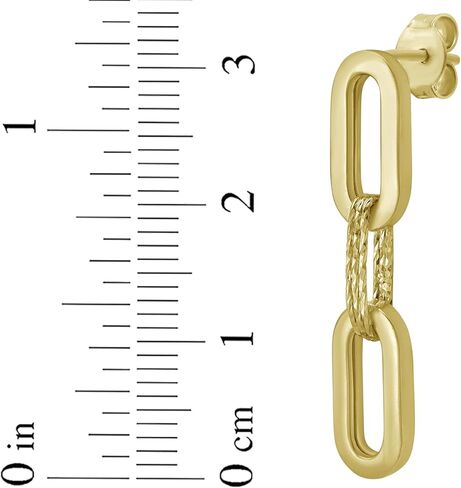 Floreo 14k Yellow Gold 31mm Paperclip Textured Link Earrings in Saudi Arabia