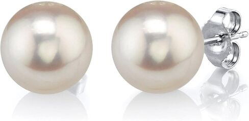أقراط اللؤلؤ الحقيقي من THE PEARL SOURCE AAAA عالية الجودة مطلية بالذهب عيار 14 قيراط من الفضة الإسترليني الأبيض للمياه العذبة للنساء | لا يسبب الحساسية مع اللآلئ المزروعة الأصلية in Saudi Arabia