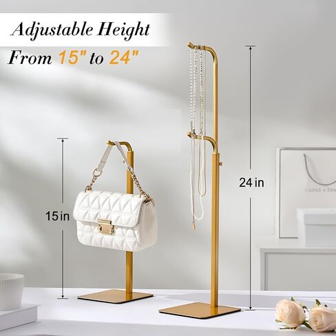 2 Pack Purse Holder Handbag Display Stand: Gold Hanger Rack for Bags, Purses, and Wreath, Adjustable Hook Stand for Tabletop, Closet, and Retail Use for Vendors in Saudi Arabia