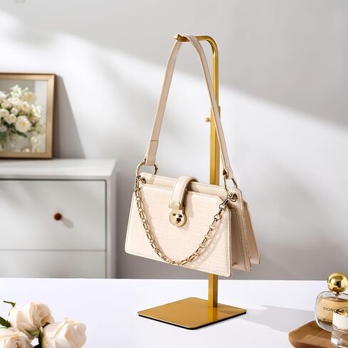 2 Pack Purse Holder Handbag Display Stand: Gold Hanger Rack for Bags, Purses, and Wreath, Adjustable Hook Stand for Tabletop, Closet, and Retail Use for Vendors in Saudi Arabia