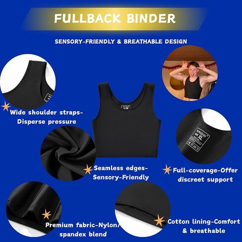 Wonababi Chest Binder for Transgender - Fullback Ultra Flat Compression Bra for FTM, Large Breasts in Saudi Arabia