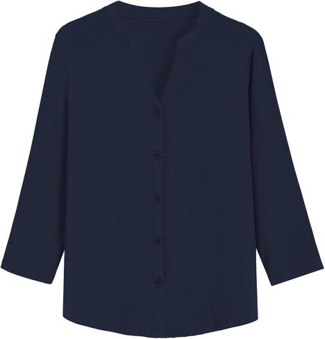 Latuza Women's Bamboo Viscose 3/4 Sleeve Pajama Top Button Up Pj Shirt in Saudi Arabia