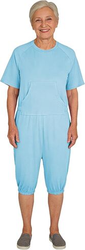 Adaptive Clothing for Women, Anti-Strip Back-Zip Cotton Romper, Elderly Care Onesie for Special Needs and Disabilities in Kuwait