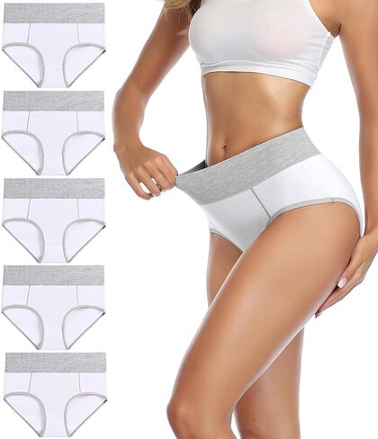 wirarpa Women's Cotton Underwear High Waist Stretch Briefs Soft Underpants Ladies Full Coverage Panties 5 Pack in Kuwait