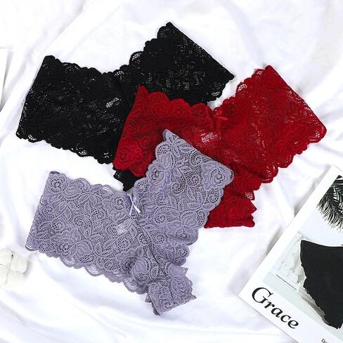 6-Pack Set Sexy Lace Thong for Women, Seamless Breathable Comfortable, Stylish and Sexy No-Show Thong for Everyday Wear in Saudi Arabia