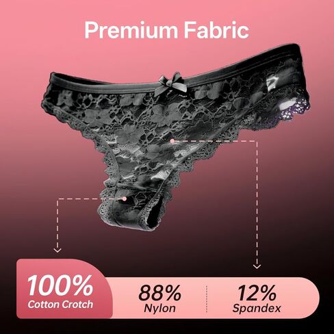 Lace Thongs for Women, 5 Pack Sexy Bikini briefs, Low Cut, Soft & Seamless Underwear for Daily Wear/Dating in Saudi Arabia