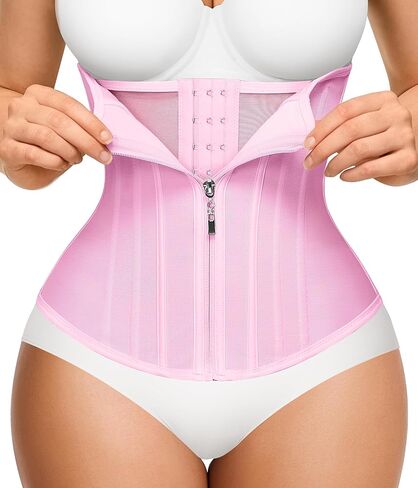 Nebility Waist Trainer for Women Zipper Corset Shapewear Tummy Control Mesh Waist Cincher Faja Body Shaper in Saudi Arabia