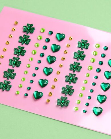 xo, جواهر الوجه فيتي سانت باتي – 84 قطعة | أخضر، ذهبي، موكب عيد القديس باتريك، مكياج المهرجانات، إكسسوارات الحفلات، شامروك، جلام، زحف الحانة، قبلني أنا أيرلندي، حظ الأيرلنديين in Kuwait