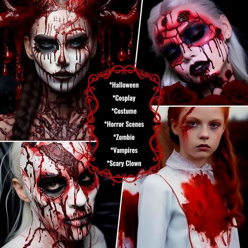 UCANBE Halloween Dripping Fake Blood Realistic Blood Drops Body Paint Washable Fake Blood Makeup Kit For Zombie Vampire Clown Monster Clothes Costume Cosplay SFX Special Effects Makeup 30ML(Dark) in Saudi Arabia