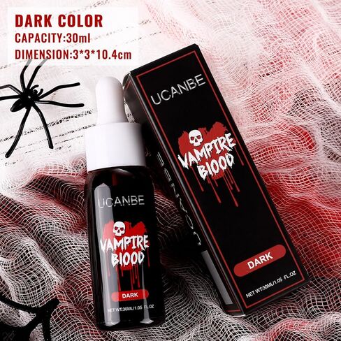 UCANBE Halloween Dripping Fake Blood Realistic Blood Drops Body Paint Washable Fake Blood Makeup Kit For Zombie Vampire Clown Monster Clothes Costume Cosplay SFX Special Effects Makeup 30ML(Dark) in Saudi Arabia