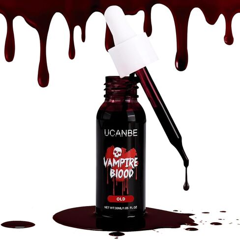 UCANBE Halloween Dripping Fake Blood Realistic Blood Drops Body Paint Washable Fake Blood Makeup Kit For Zombie Vampire Clown Monster Clothes Costume Cosplay SFX Special Effects Makeup 30ML(Dark) in Kuwait