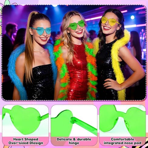 16Pcs Feather Boas Party Pack with 8Pcs Artificial Feather Boas 6.6ft and 8Pcs Heart Sunglasses for Wedding Birthday Party Favors in Saudi Arabia
