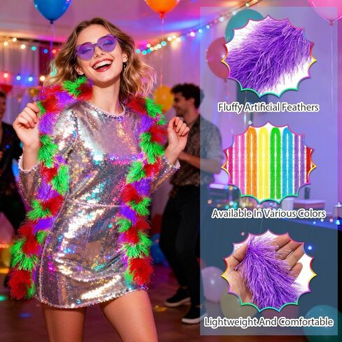 16Pcs Feather Boas Party Pack with 8Pcs Artificial Feather Boas 6.6ft and 8Pcs Heart Sunglasses for Wedding Birthday Party Favors in Saudi Arabia