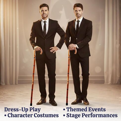 دعامة قصب خشبية كلاسيكية من Dress Up America - عصا مشي كلاسيكية خفيفة الوزن - للأطفال 32 بوصة والكبار 35.5 بوصة - إكسسوار فيكتوري، ساحر، رسمي، الهالوين والكوسبلاي in Saudi Arabia
