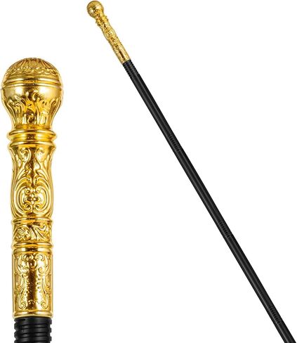 Pimp Cane,Plastic Pimp Canes for Men Gold Walking Cane Prop Costume Accessories,Halloween Staff Ringmaster Joker Cosplay Party in Saudi Arabia