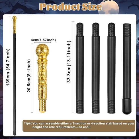 Pimp Cane,Plastic Pimp Canes for Men Gold Walking Cane Prop Costume Accessories,Halloween Staff Ringmaster Joker Cosplay Party in Saudi Arabia