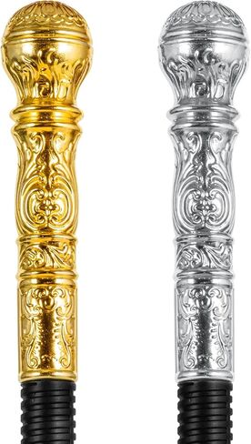 Pimp Cane,Plastic Pimp Canes for Men Gold Walking Cane Prop Costume Accessories,Halloween Staff Ringmaster Joker Cosplay Party in Saudi Arabia