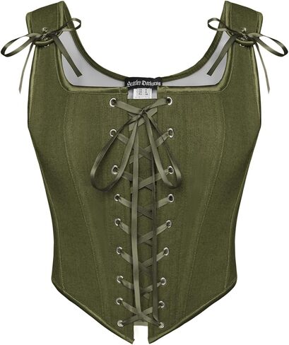 SCARLET DARKNESS Women's Renaissance Corset Tops Vintage Lace Up Overbust Bustier Bodice in Saudi Arabia