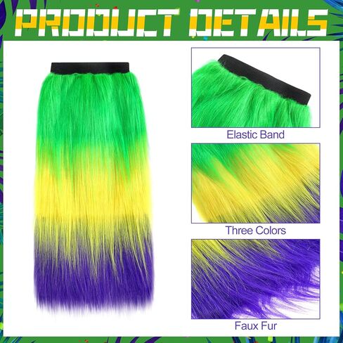Rtteri 12pcs Mardi Gras Leg Warmers Accessories Include Mardi Gras Beads Necklaces Mardi Gras Furry Leg Covers and Women's Feathers Tea Party Hat Veil Headband for Masquerade Costume Party Favors in Saudi Arabia