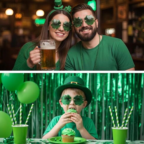 نظارات شمسية لعيد القديس باتريك شامروك أيرلندية بأربعة أوراق البرسيم نظارات خضراء لاكي ليبرشون زي زينة حفلات الهذيان إكسسوار المهرجان in Kuwait