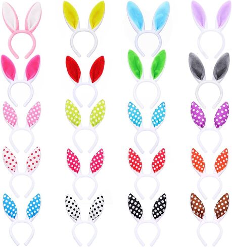100 Pcs Easter Bunny Ears Headband Plush Rabbit Ears Cute Headwear Costume Accessories for Women Easter Party in Multiple Styles with Polka Dot in Saudi Arabia
