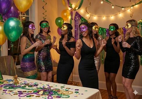 Oojami 24 Pack Mardi Gras Metallic Half-Masks – Gold, Purple & Green Masquerade Masks with Elastic Bands – Bulk Party Favors for New Orleans Parades, Costumes, and Decorations in Saudi Arabia