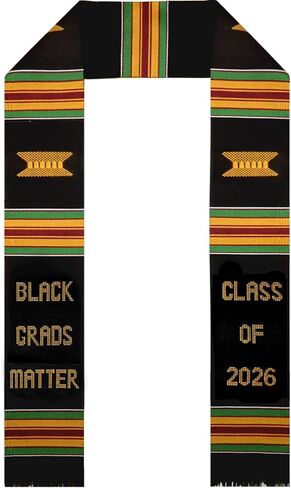 Black Grads Matter 2026 Authentic Handwoven Kente Cloth Graduation Stole, Authentic African Art Stole, Kente Graduation Stole 2026 in Saudi Arabia