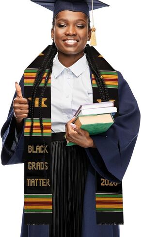 Black Grads Matter 2026 Authentic Handwoven Kente Cloth Graduation Stole, Authentic African Art Stole, Kente Graduation Stole 2026 in Saudi Arabia
