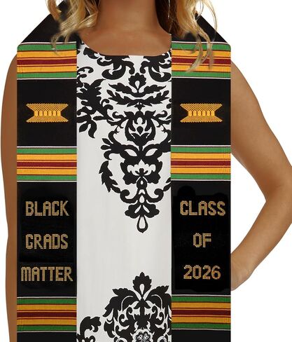 Black Grads Matter 2026 Authentic Handwoven Kente Cloth Graduation Stole, Authentic African Art Stole, Kente Graduation Stole 2026 in Saudi Arabia