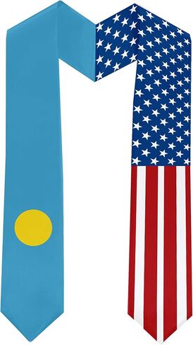 2026 Palau Flag and USA Flag Graduation Stole Graduation Sash for International Student (Baccalaureate Gown and Hat Not Included) in Saudi Arabia