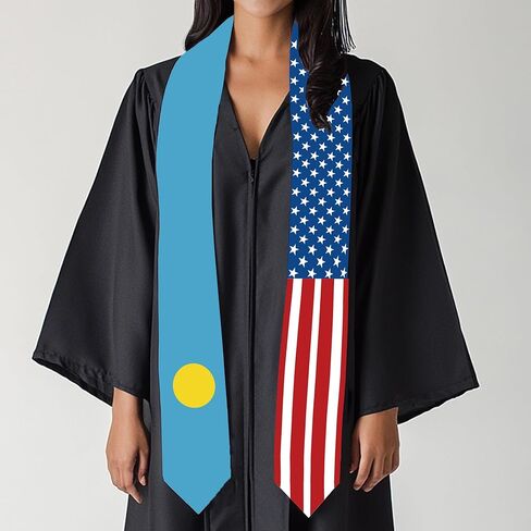 2026 Palau Flag and USA Flag Graduation Stole Graduation Sash for International Student (Baccalaureate Gown and Hat Not Included) in Saudi Arabia