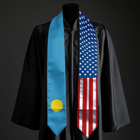 2026 Palau Flag and USA Flag Graduation Stole Graduation Sash for International Student (Baccalaureate Gown and Hat Not Included) in Saudi Arabia