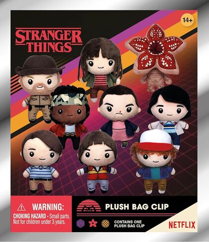سلسلة مشبك حقيبة من القطيفة من Stranger Things 1 - حقيبة قطيفة عمياء (شخصية عشوائية واحدة) - سلسلة مفاتيح بمشبك حقيبة قابلة للجمع مقاس 5 بوصات/ملحق حقيبة الظهر | بضائع مرخصة رسميًا in Saudi Arabia