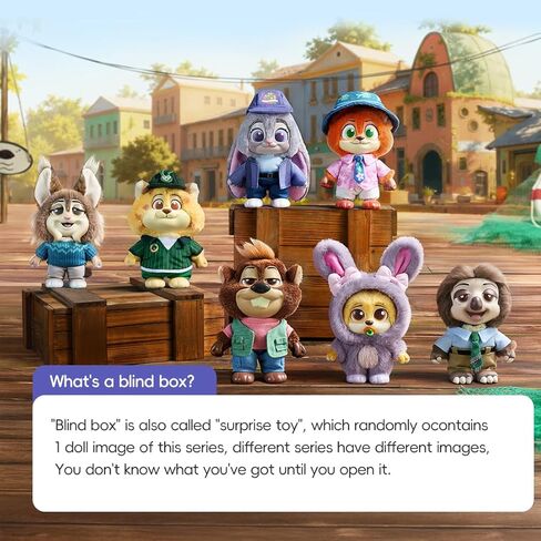 MINISO Disney Zootopia City Residents Series Vinyl Plush Keychain Blind Box, Cute Animal Figure Charm Collectible Surprise Gift for Bag Decor, Random Single Box in Saudi Arabia