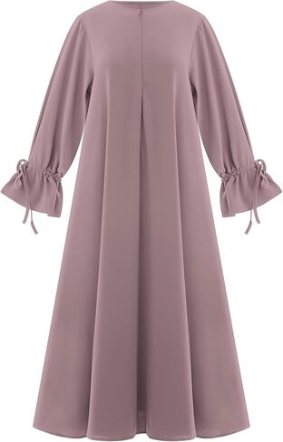 ODIZLI Women's Abaya Muslim Long Sleeve Tie Cuffs Prayer Dress Arabic Kaftan Dubai Turkey Islamic Dresses in Saudi Arabia
