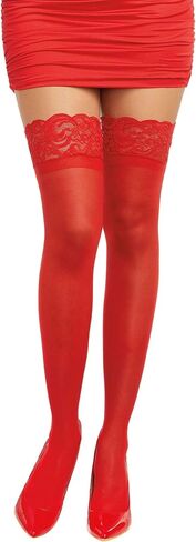 Dreamgirl Women's Sheer Thigh High Stockings with Silicone Lace Top in Saudi Arabia
