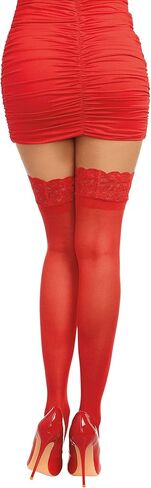 Dreamgirl Women's Sheer Thigh High Stockings with Silicone Lace Top in Saudi Arabia