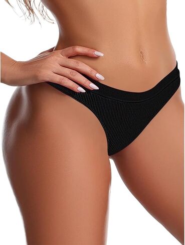 Panties Ribbed Traceless Tangas Solid Color Briefs Bikini Panties Penetration Lingeries Low Waist Elastic Shorts Soft Women's in Saudi Arabia